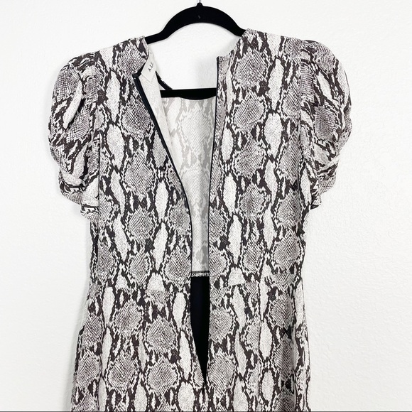 A.L.C. Brinley Snake Printed Short Sleeve Puff Mini Dress Casual Cocktail Party - Picture 3 of 7